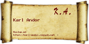 Karl Andor névjegykártya